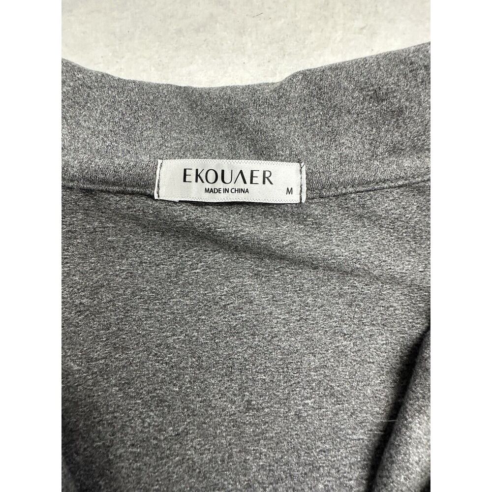 Ekouaer Womens Size M Pajamas Set Long Sleeve Sleepwear 2 pc Lounge Gray Pink - Picture 2 of 12